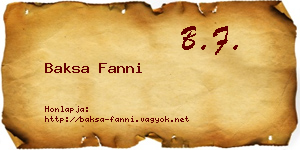 Baksa Fanni névjegykártya