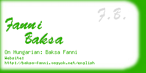 fanni baksa business card